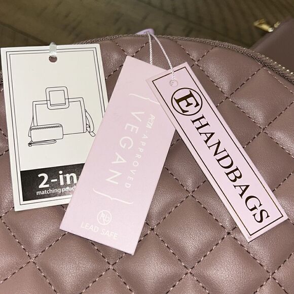 NWT Vegan ? Quilted Backpack ? & Wallet Set Adjustable straps Dusty Rose ? main image 13
